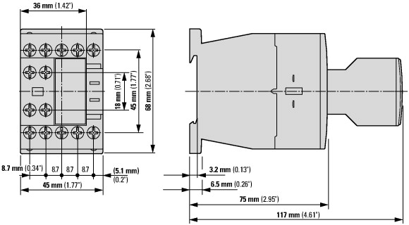 DILM9-01(24VDC) — CONTACTOR 3 POLOS 380 V 400 V 4 kW, 1 NC