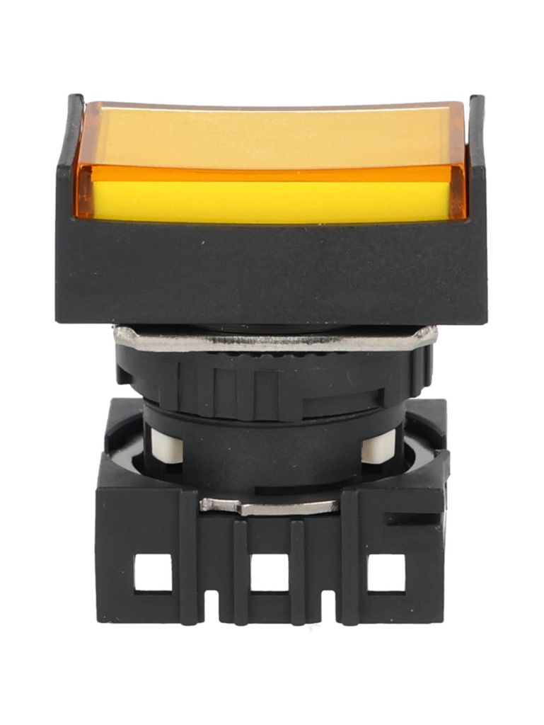 S16PRT-H3Y — BOTON PULSADOR RECTANGULAR AMARILLO 16mm ILUMINADO SIN CONTACTO Y LED INCLUIDO 