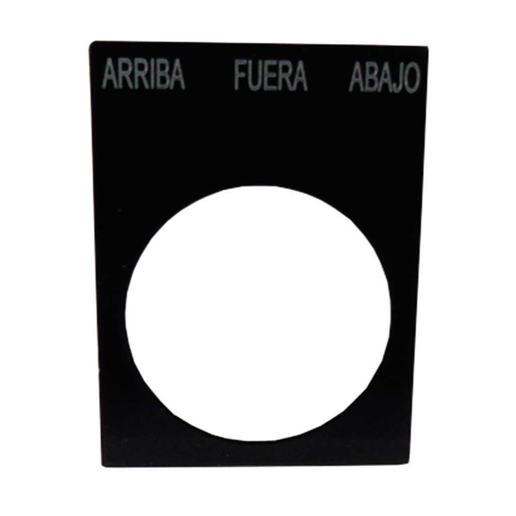 2LP38SP — 22MM PLACA LEYENDA  ARRIBA/FUERA/ABAJO