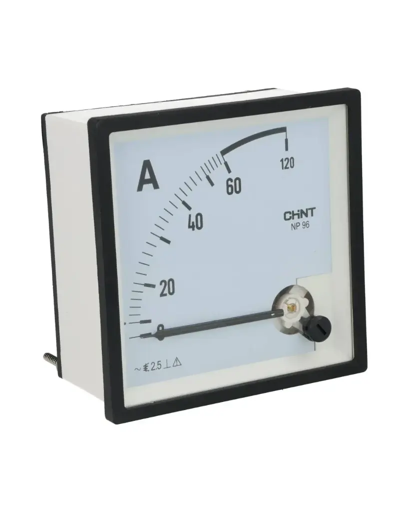 NP96-AD-60 — AMPERIMETRO ANALOGO 0-60A 96 X 96mm CONEXION DIRECTA