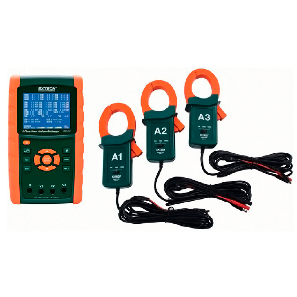 PQ3450-12 — ANALIZADOR DE ENERGIA TRIFASICO REGISTRADOR (DATALOGGER) 1200A KIT