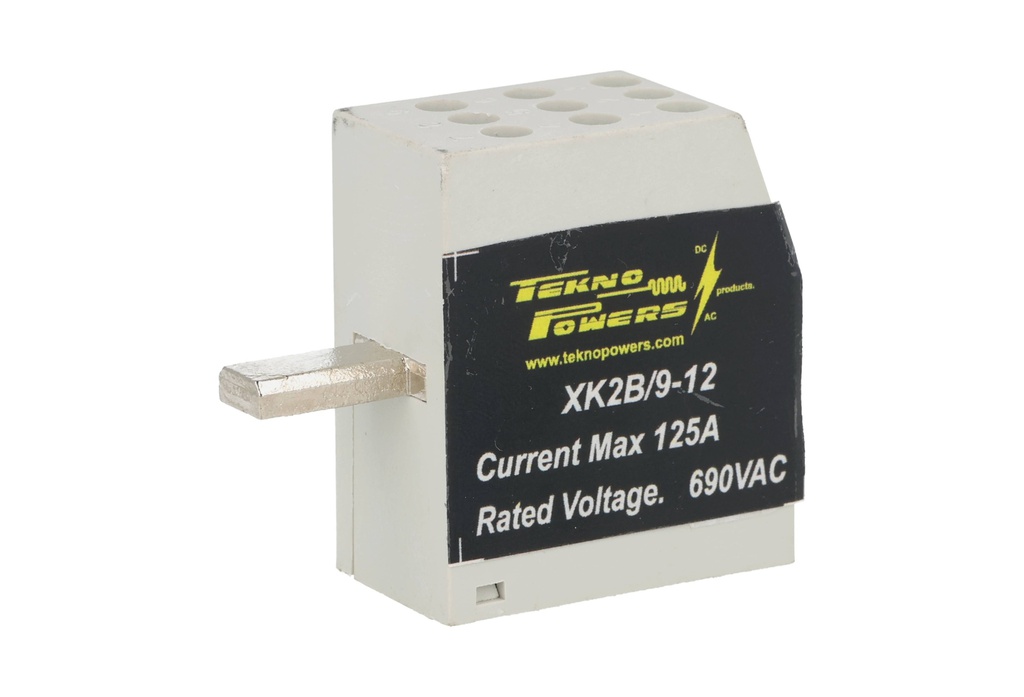 XK2B/9-12 — BLOQUE DE DISTRIBUCION PARA CONEXION DIRECTA AL BREAKER, 101A MAX. 9 CONDUCTORES CALIBRE 12 AWG