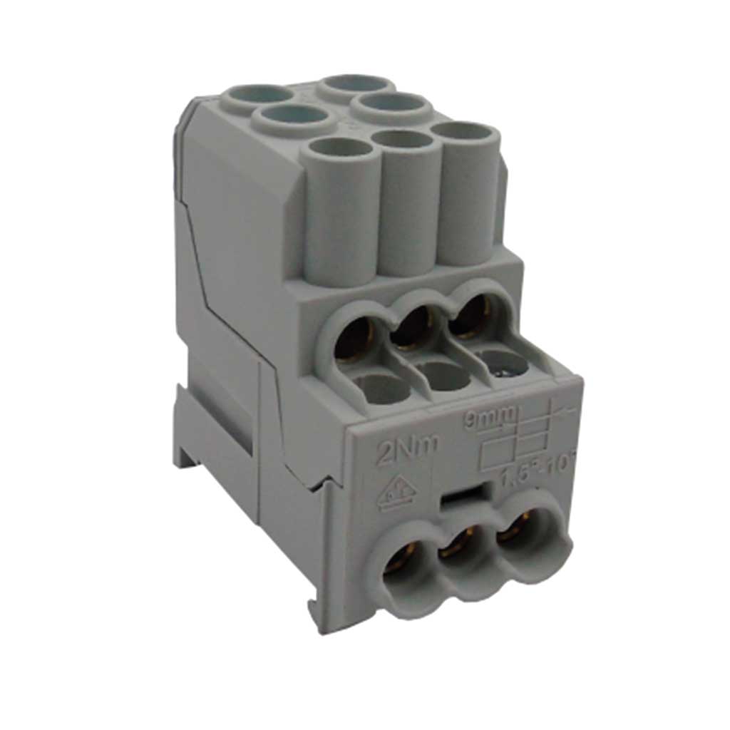 UVB100 — BLOQUE DE DISTRIBUCION, 100A, 2 ENTRADA 14-4AWG, 6SALIDAS:16-8AWG