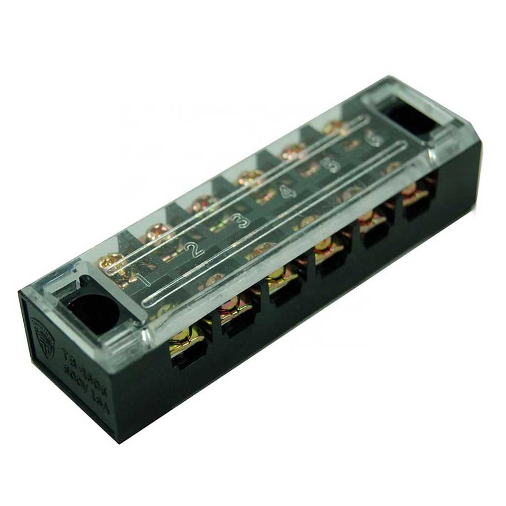 TB-3506 — BLOQUE DE TERMINALES MONTAJE FIJO 35AMP6 POLOS, 600V, CALIBRE 14 AWG, 100°C (A PRUEBA DE FUEGO) , 19x91x30mm