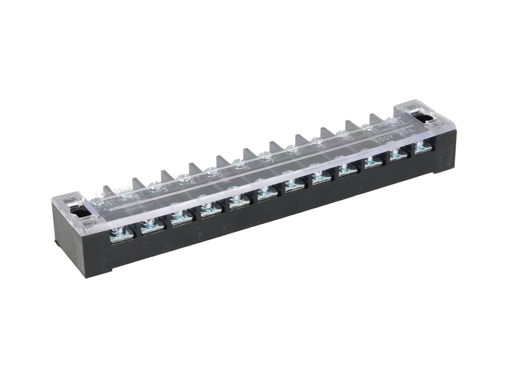 TB-3512 — BLOQUE DE TERMINALES MONTAJE FIJO 35AMP12 POLOS, 600V, CALIBRE 14 AWG, 100°C (A PRUEBA DE FUEGO) , 20x162x30mm