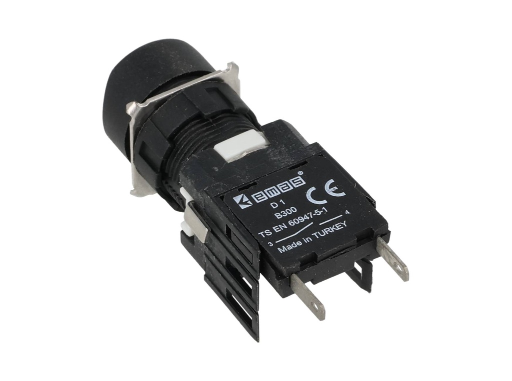 D100YDY — BOTON PULSADOR 16mm, NO ILUMINADO VERDE, RASANTE MOMENATNEO RESTADO NDO, INCLUYE 1CON NA (MAXIMO 2 CONTACTOS) 