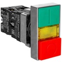 NP2-BL8425L — BOTON PULSADOR DOBLE CON LED, ROJO/VERDE1NA+1NC 22mm METALICO *NO SON A PRUEBA DE EXPLOSION*