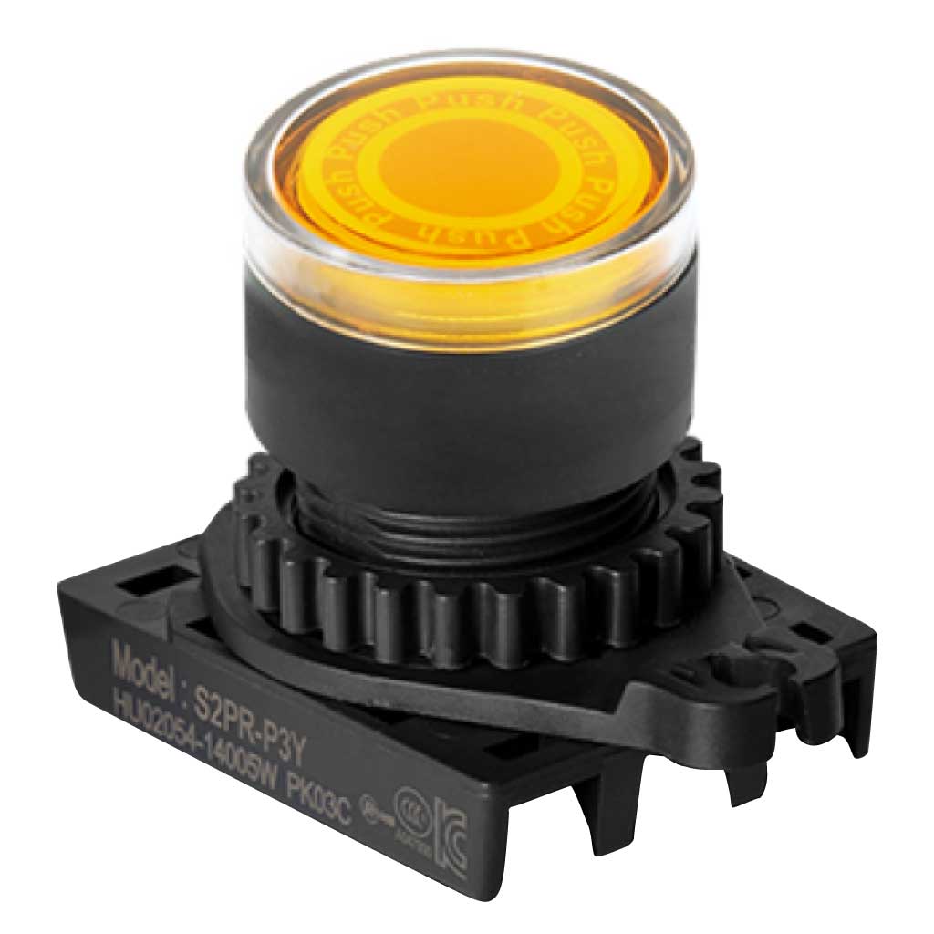 S2PR-P3Y — BOTON PULSADOR LED AMARILLO 22MM