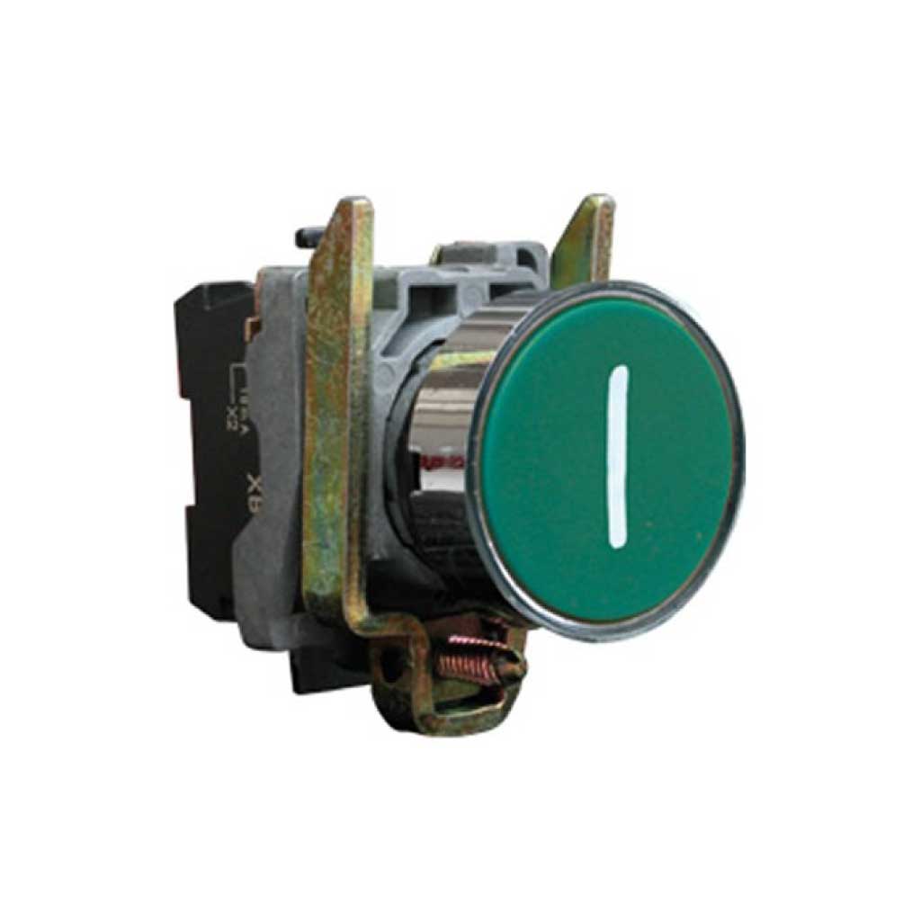 TP-XB4-G — BOTON PULSADOR METALICO VERDE NA 22mm CON SIMBOLO DE ENCENDIDO *NO SON A PRUEBA DE EXPLOSION*