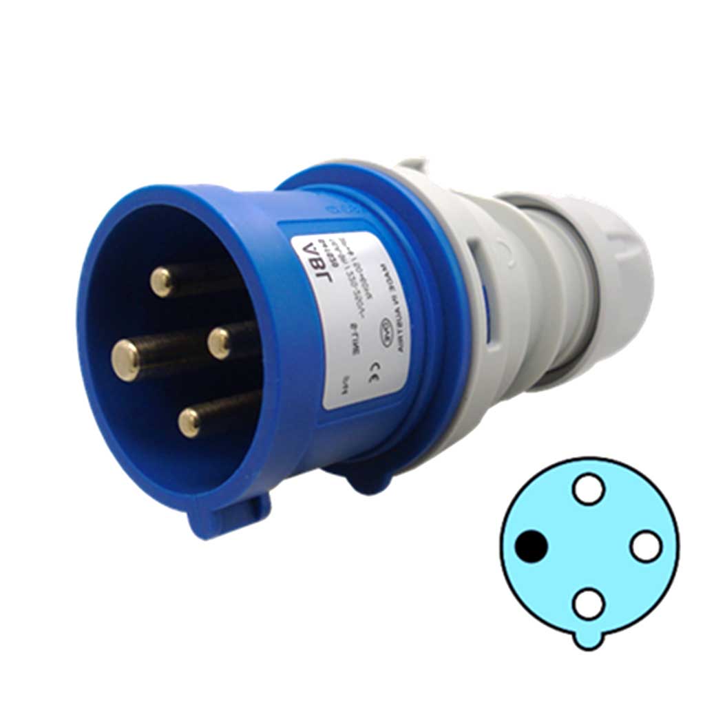 S41S20 — CLAVIJA CONECTOR GLANDULA 16A, 220-250V3P+T PROTECCION IP44