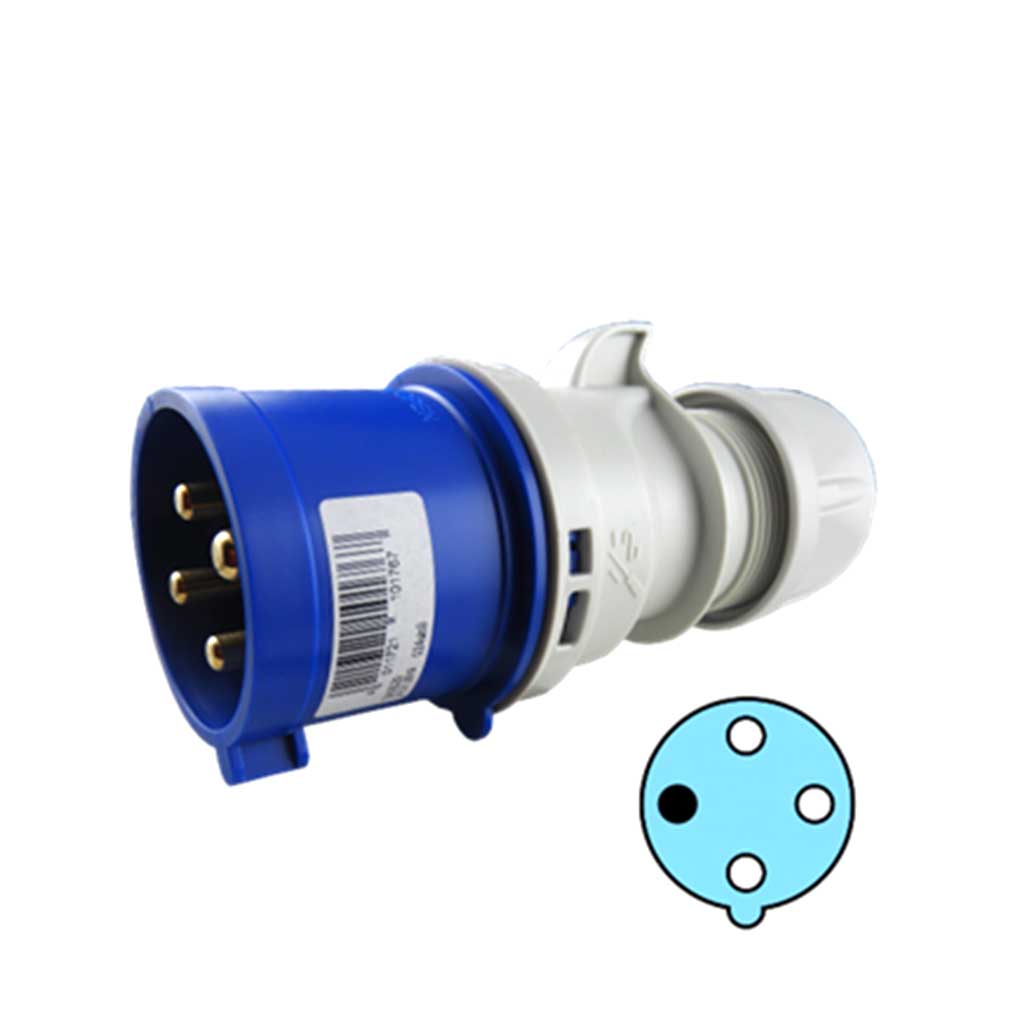 S42S20 — CLAVIJA CONECTOR GLANDULA 16A, 220-250V3P+T PROTECCION IP44