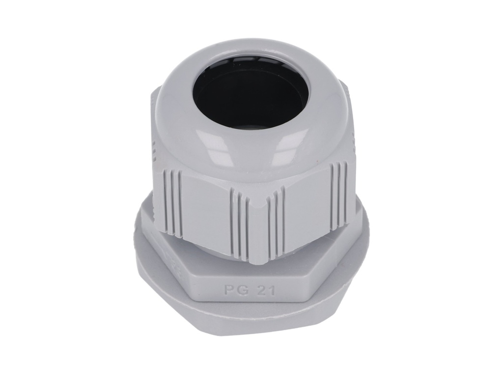 CG-PG21 — CONECTOR GLAND.PG21 19mm (3/4 ) POLIAM.GRIS INCLUYE TUERCA, BARRENO 1 1/8