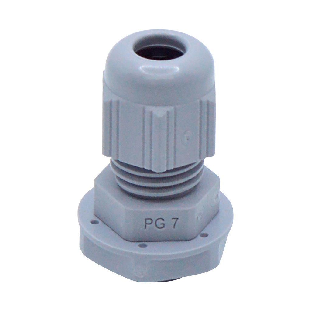 CG-PG7 — CONECTOR GLAND.PG7 6mm (1/4 ) POLIAM.GRISINCLUYE TUERCA, BARRENO 7/16