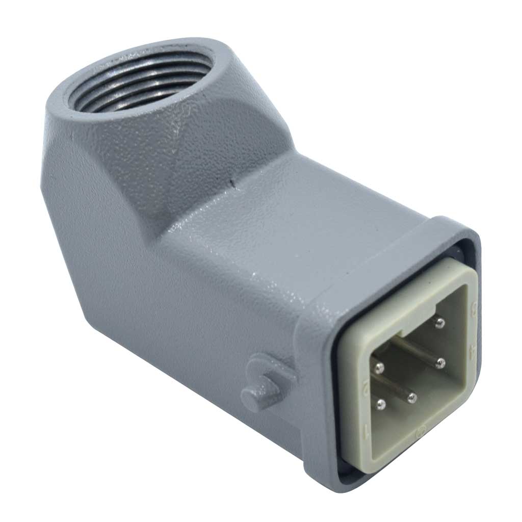 MIC10-4P-SIDE — CONECTOR INDEPENDIENTE MACHO 10A 400V 4PIN, 90° (HEMBRAS FIC-10-4P-B/B-CON F-C)  (PG11) 