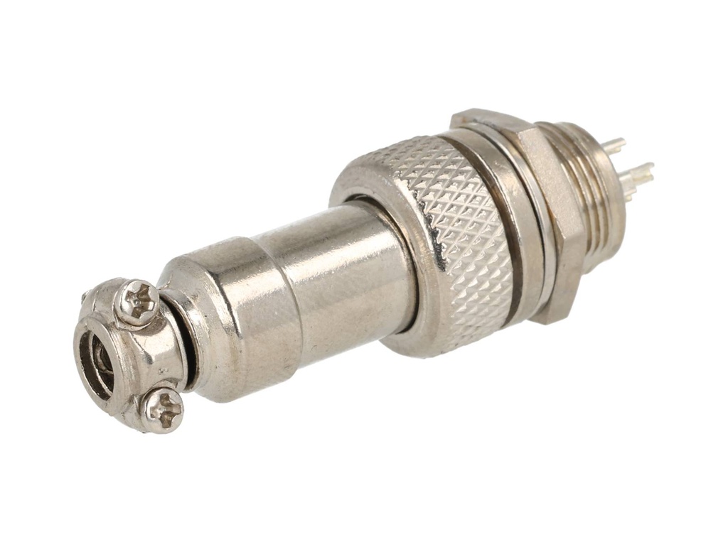 TP-GX12-3P — CONECTORES (PAR GX12 3 PIN MACHO/HEMBRAPARA PANEL Y EXTENSION 7A/125VCA, 12mm