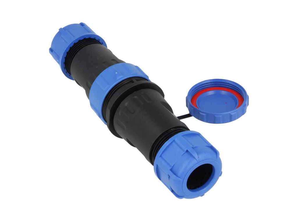 TP-SP28-S16P — CONECTORES EXTENSION/RECTO (PAR) 16PIN, IMPERMEABLES IP68, 5A/250VCA, DIAMETRO DE BARRENO 28mm, PIN COBRE CHAPEADO EN DORADO/PLATEADO