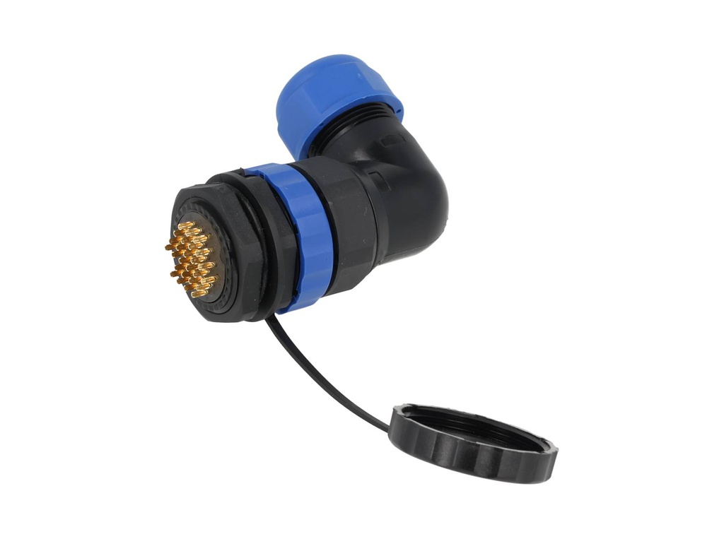 TP-SP28-AP26P — CONECTORES PANEL/ANGULO (PAR) 26PIN, IMPPERMEABLES, IP68 5A/250VCA DIAMETRO DE BARRENO 28mm, PIN COBRE CHAPEADO EN DORADO/PLATEADO