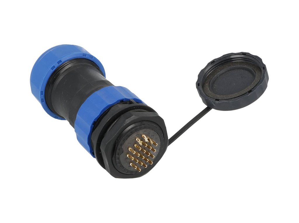 TP-SP28-SP22P — CONECTORES PANEL/RECTO (PAR) 22PIN, IMPERMEABLES IP68, 5A/250VCA, DIAMETRO DE BARRENO 28mm