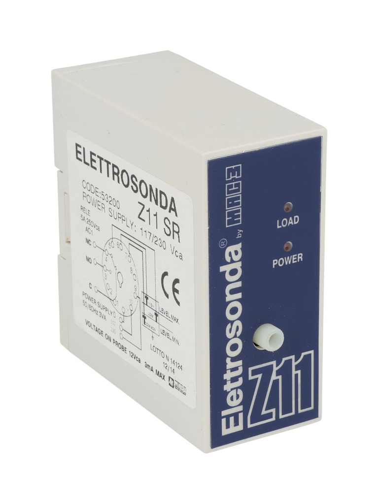 Z11SR — CONTROL/NIVEL 110/220VCA CON 3SENSORES 1CA+1CC 5A.250VCA, 11/PIN, AJ.0-100KOHMS