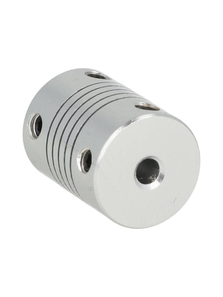 DR-4X4-D19L25 — COPLE FLEXIBLE ALUMINIO DI 4mm, D2 4mm, DE EXT19mm, LONGITUD 25mm, TORQUE 1Nm, VELOCIDAD MAXIMA 19.000RPM