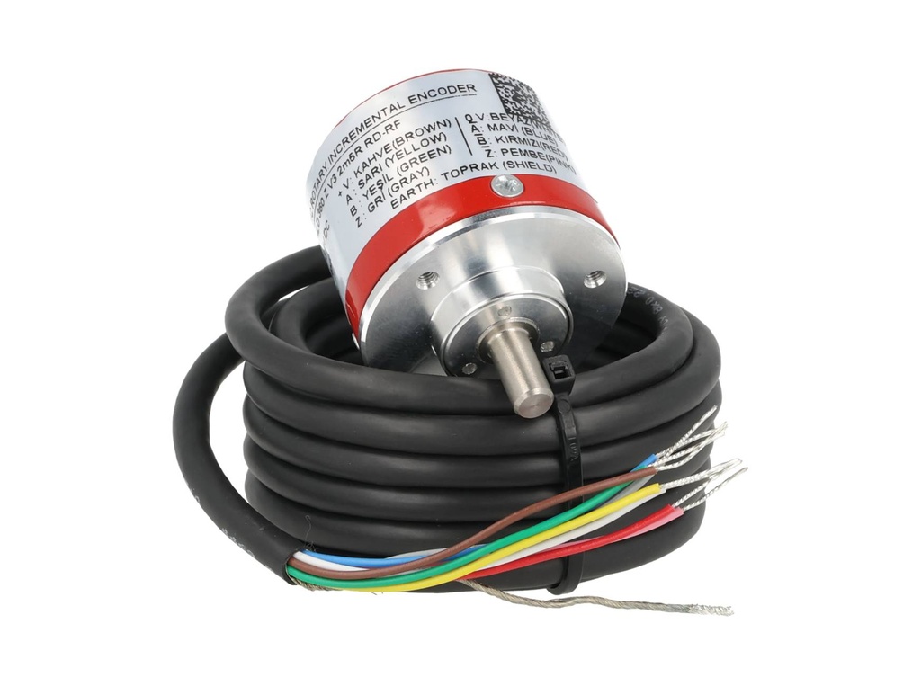 PRI40-360 — ENCODER INCREMENTAL F6mm, 360PPR, D40mm, SALIDA LINEAR DRIVER, ALIMENTACION 5-24VCD, SALIDAS A, B, Z Y ABZ INVERTIDAS, CUERPO ALUMINIO, CABLE 2.5METROS 