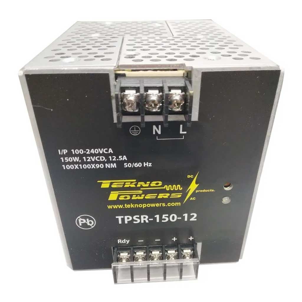 TPSR-150-12 — FUENTE DE VOLTAJE PARA RIEL, 12VCD, 12.5A, 150W, 100-240VCA, 100LX 110DX 90W mm