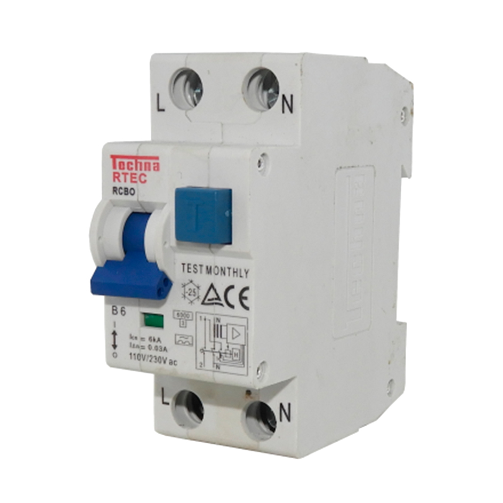 RTEC2C10030 — INTERRUPTOR DE CORRIENTE  2P 10A/30mA CURVA C, FALLA A TIERRA CON PROTECCION CONTRA SOBRECARGA/CORTO CIRCUITO