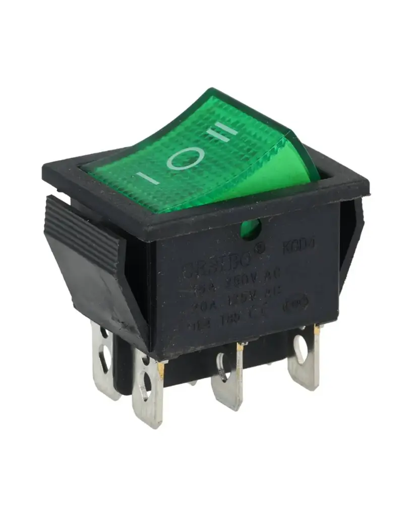 TP-321-2T-G — INTERRUPTOR 2P2T VERDE ON-OFF-ON, 6 TERMINALES