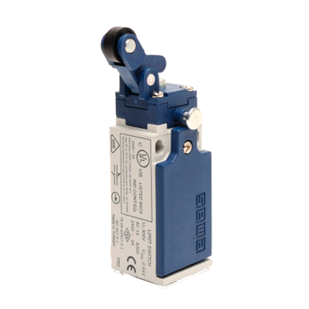 L5K13MIP411 — INTERRUPTOR DE LIMITE, ROLDANA PLASTICAGIRATORIA DE 14mm DIAMETRO PALANCA MOVIMIENTO ANGULAR OPUESTO