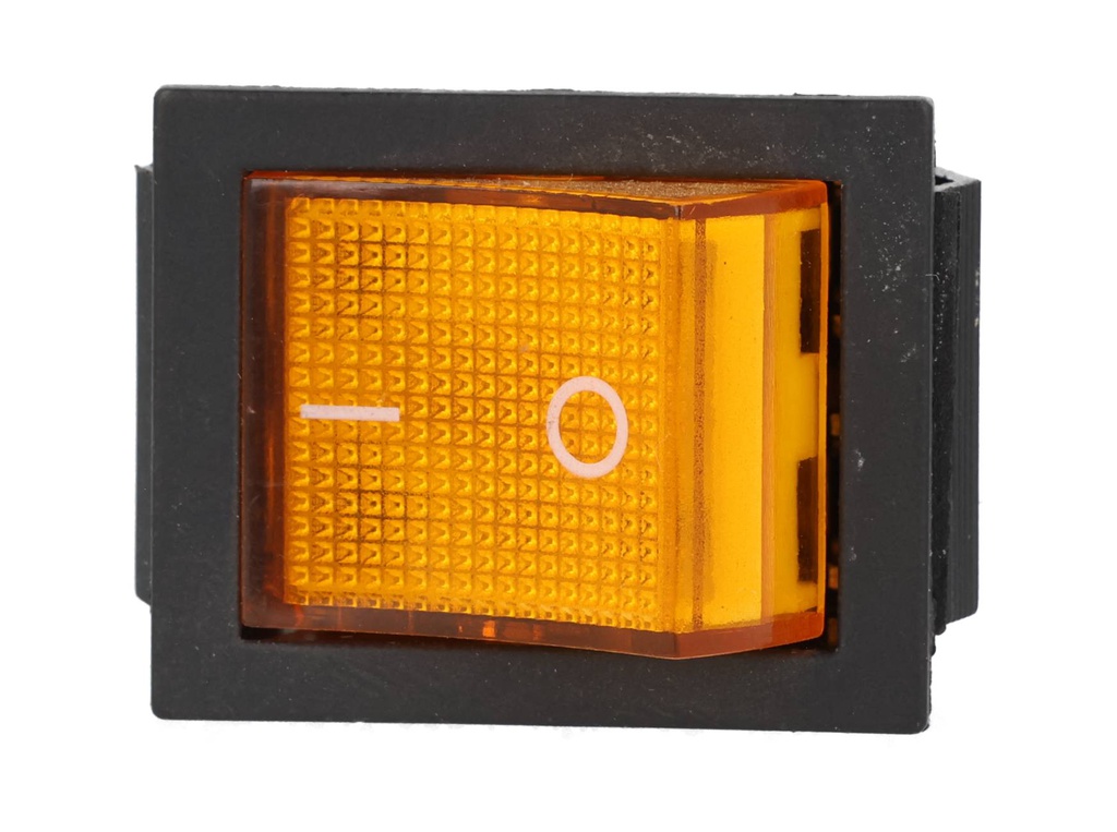 TP-321-YL — INTERRUPTOR ILUMINADO AMARILLO 2P1T, 16/20A, 110/220VCA, 30X22mm, 4 TERMINALES