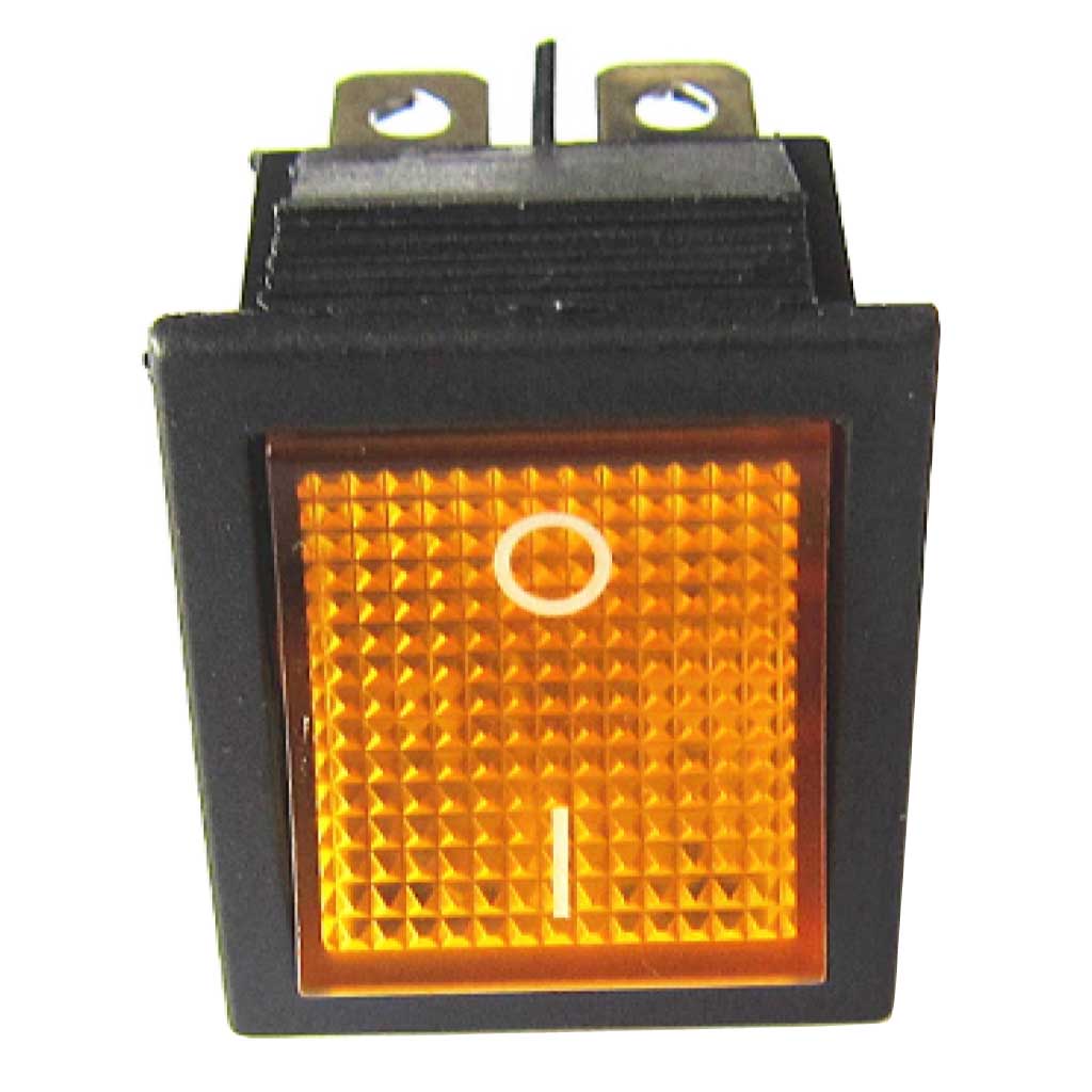 TP-321-YL — INTERRUPTOR ILUMINADO AMARILLO 2P1T, 16/20A, 110/220VCA, 30X22mm, 4 TERMINALES