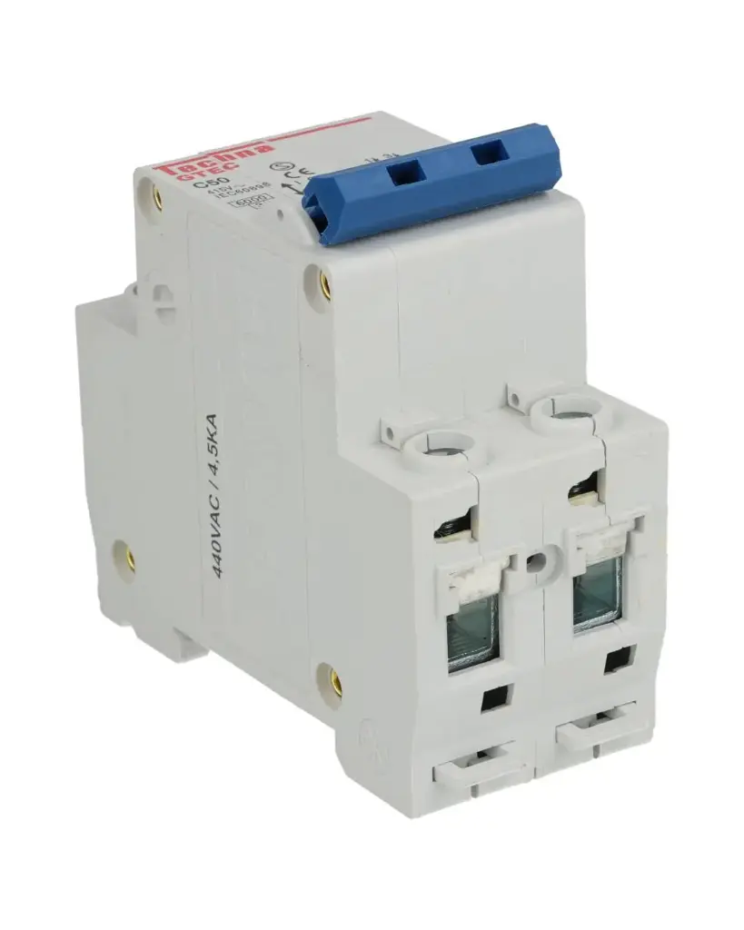 2C50 — INTERRUPTOR MINIATURA 2P 50AMP 440VCA PARA RIEL CURVA C