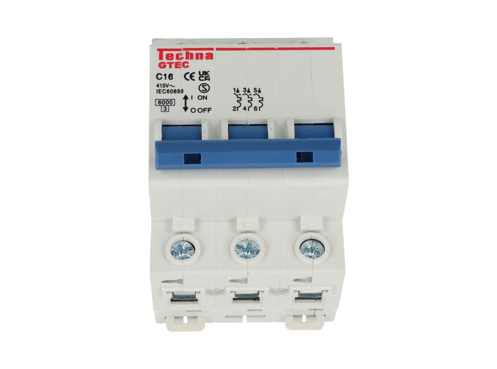 3C16 — INTERRUPTOR MINIATURA 3P 16AMP 440VCA PARA RIEL CURVA C