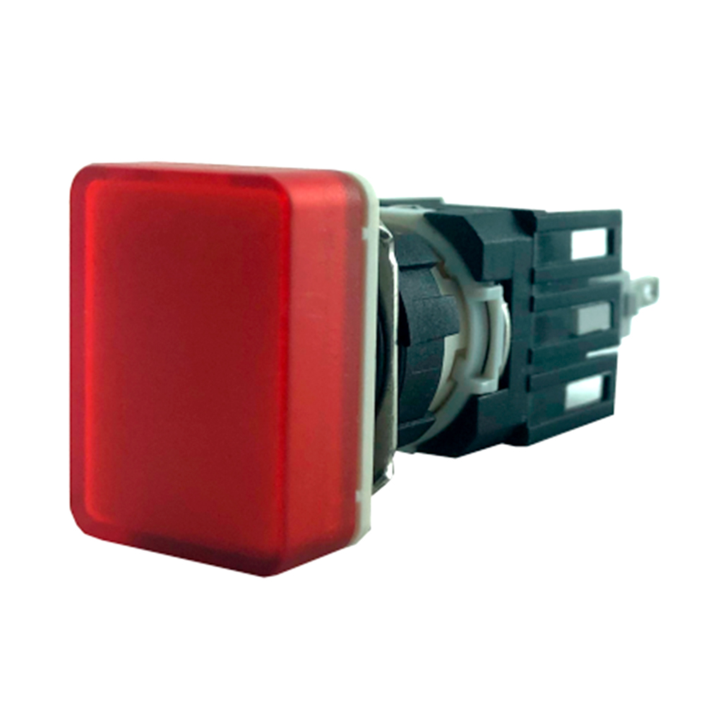 D060DXK — LAMPARA PILOTO 16mm CON LED, 24VCA/CD RECTANGULAR ROJO