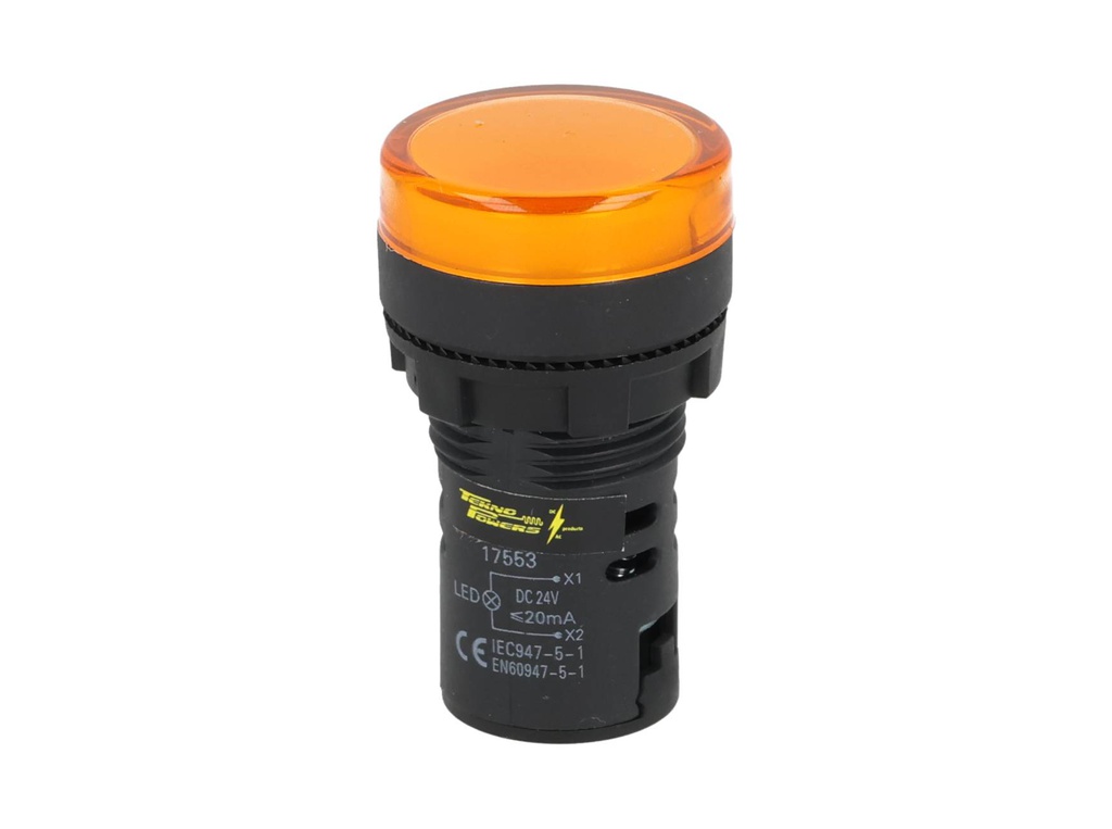 TP-LI22-Y24 — LAMPARA PILOTO LED AMARILLO 22mm 24VCDE VCA PLASTICO *NO SON A PRUEBA DE EXPLOSION*