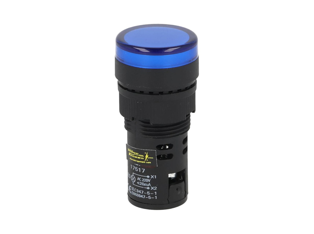 TP-LI16-B — LAMPARA PILOTO LED AZUL 16mm 220VCA*NO SON A PRUEBA DE EXPLOSION*