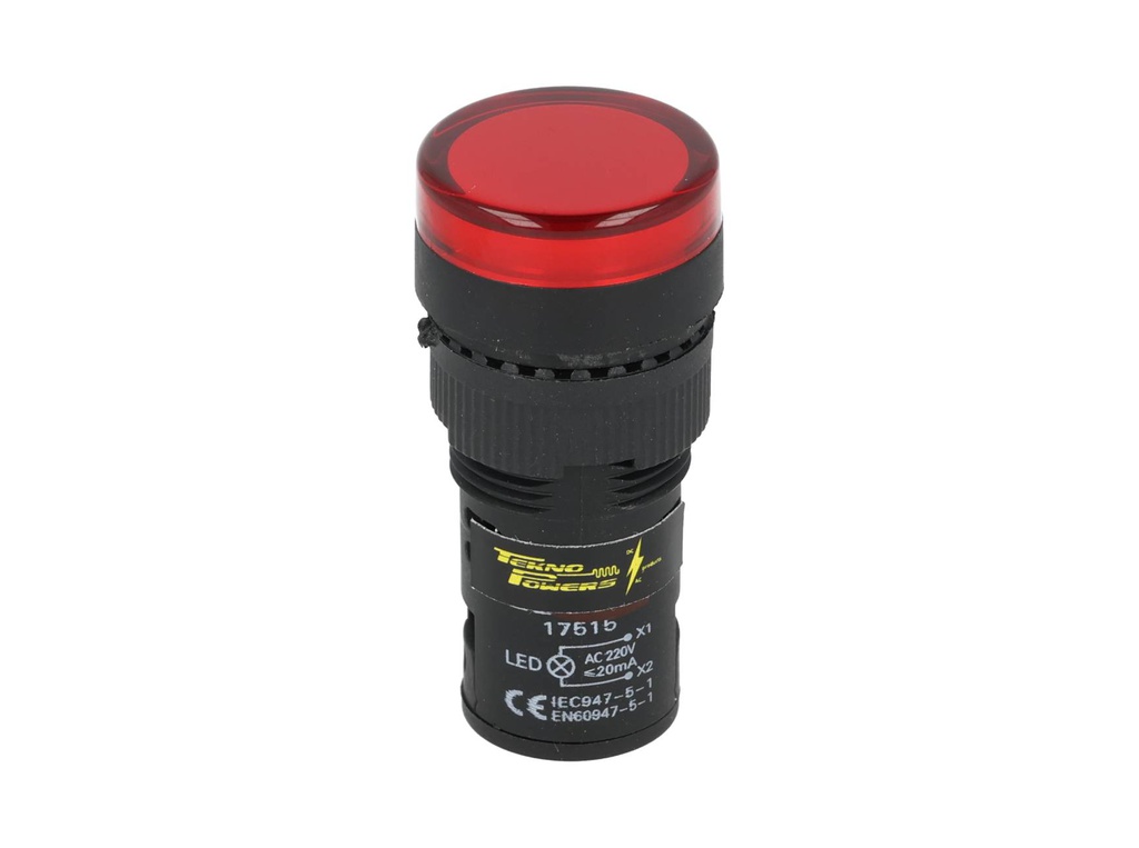 TP-LI16-R — LAMPARA PILOTO LED ROJO 16mm 220VCA*NO SON A PRUEBA DE EXPLOSION*
