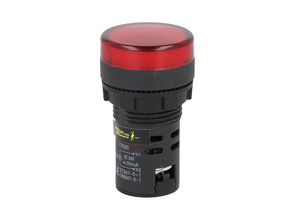 TP-LI22-R24 — LAMPARA PILOTO LED ROJO 22mm 24VCDE VCA PLASTICO *NO SON A PRUEBA DE EXPLOSION*