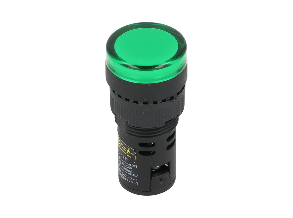 TP-LI16-G — LAMPARA PILOTO LED VERDE 16mm 220VCA*NO SON A PRUEBA DE EXPLOSION*