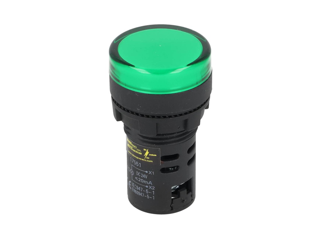 TP-LI22-G24 — LAMPARA PILOTO LED VERDE 22mm 24VCDE VCAPLASTICO *NO SON A PRUEBA DE EXPLOSION*
