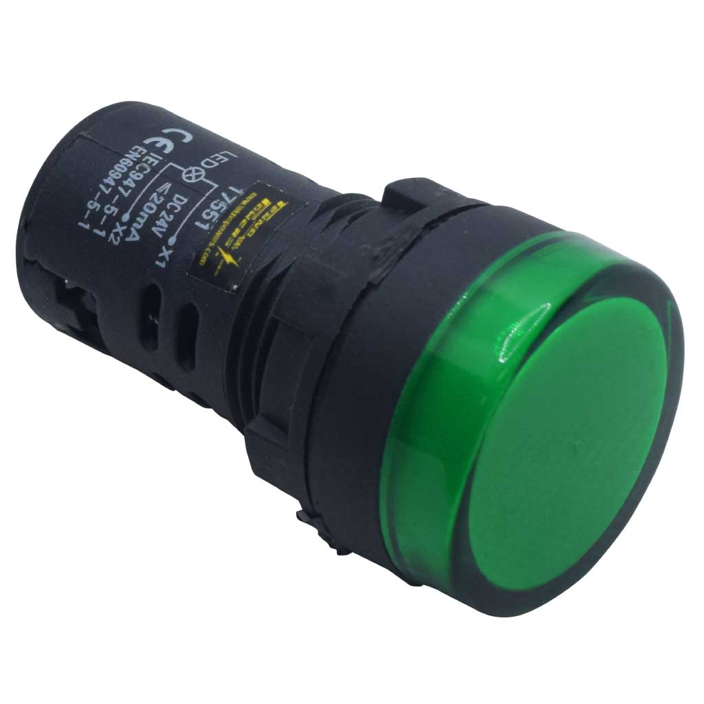 TP-LI22-G24 — LAMPARA PILOTO LED VERDE 22mm 24VCDE VCAPLASTICO *NO SON A PRUEBA DE EXPLOSION*