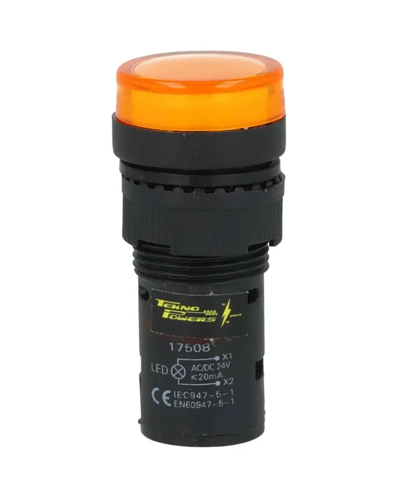 TP-LI16-Y24 — LAMPARA PILOTO TIPO LED 24VDCON AC ø 16mmCOLOR AMARILLO *NO SON A PRUEBA DE EXPLOSION*