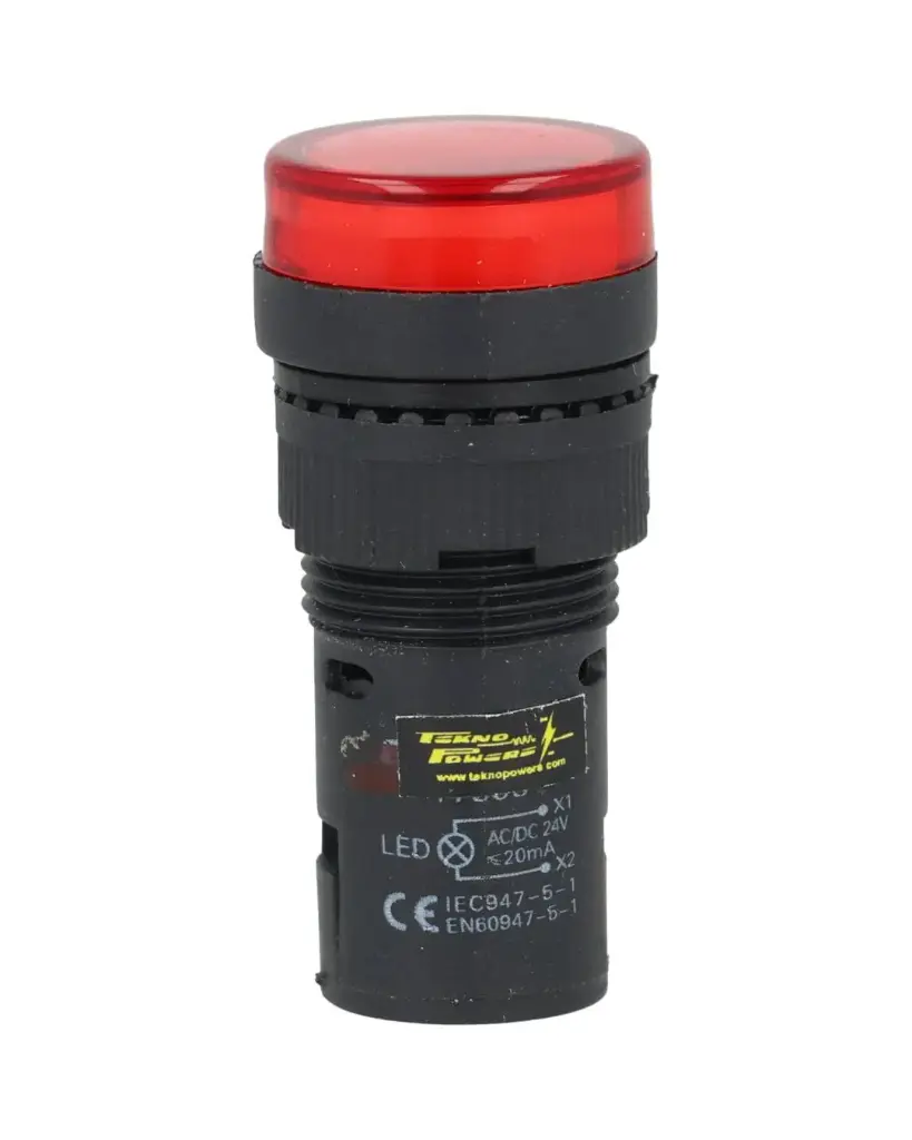 TP-LI16-R24 — LAMPARA PILOTO TIPO LED 24VDCON AC ø 16mmCOLOR ROJO *NO SON A PRUEBA DE EXPLOSION*