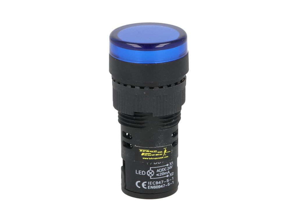 TP-LI16-B24 — LAMPARA PILOTO TIPO LED 24VDCON AC ø 16mmCOLOR AZUL *NO SON A PRUEBA DE EXPLOSION*