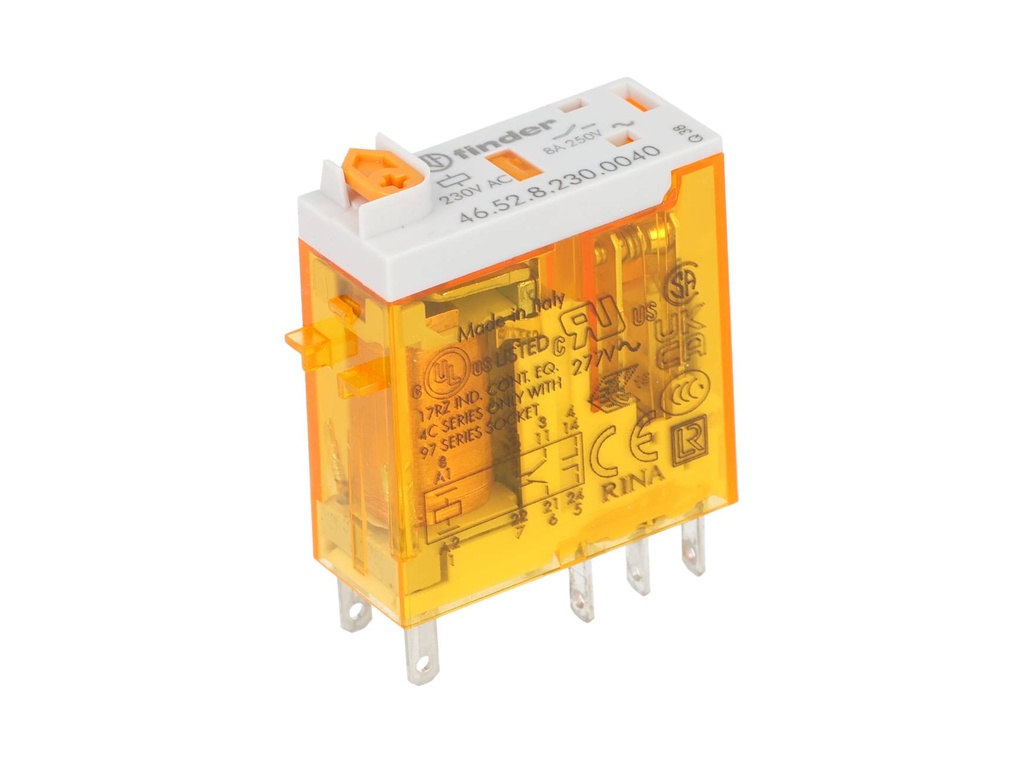 465282300040 — MINI-RELE INDUSTRIAL 230VCA 2P2T 8-16AMP