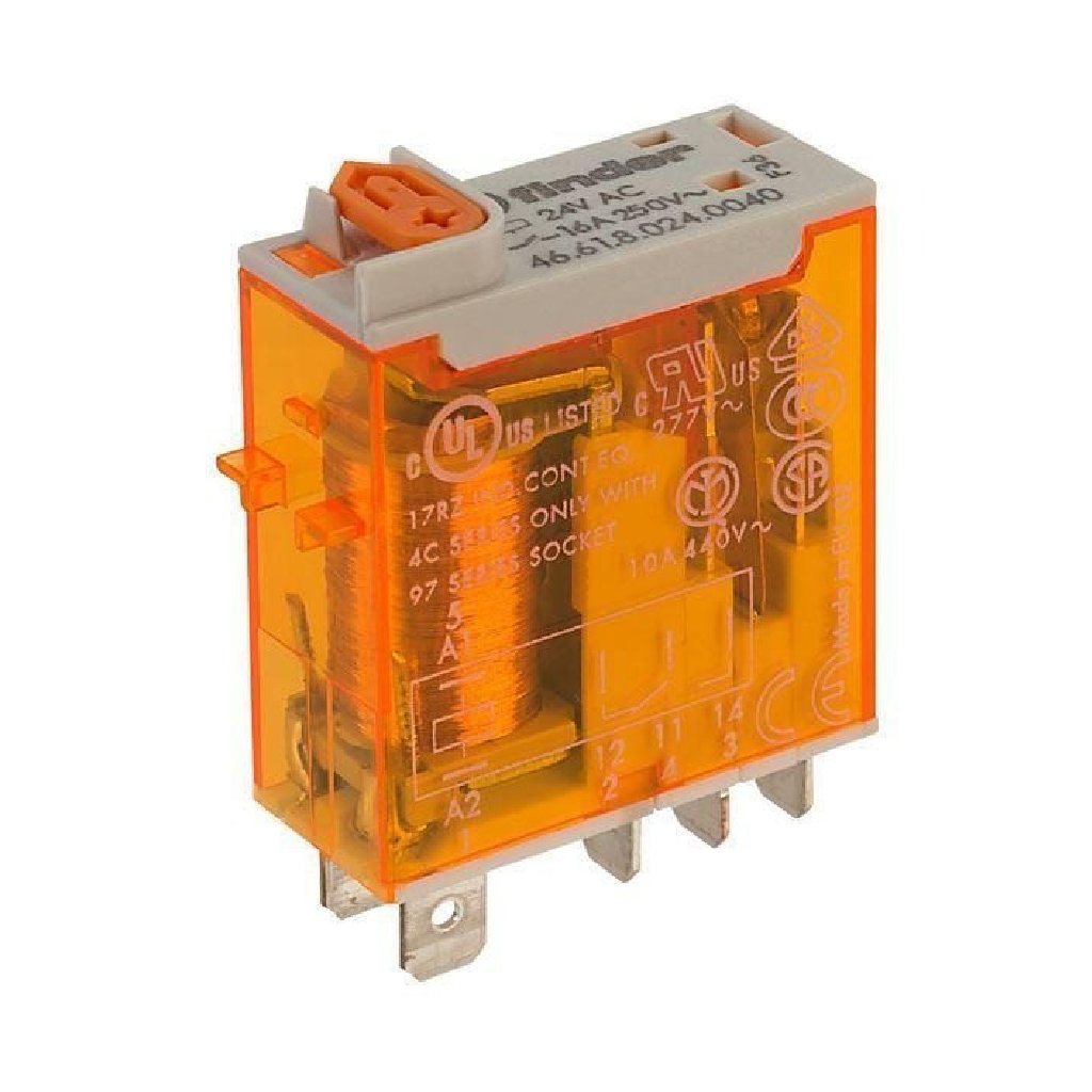 466180240040 — MINI-RELE INDUSTRIAL 24VCA 1P2T 8-16AMP.