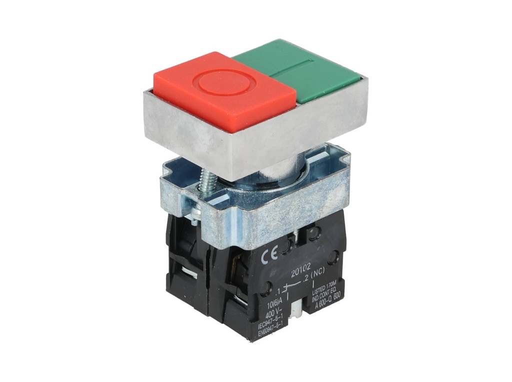 TP-P22D-RG — PULSADOR DOBLE VERDE/ROJO 22mm CON CONTACTOS, 1NA 1NC 22mm *NO SON A PRUEBA DE EXPLOSION*