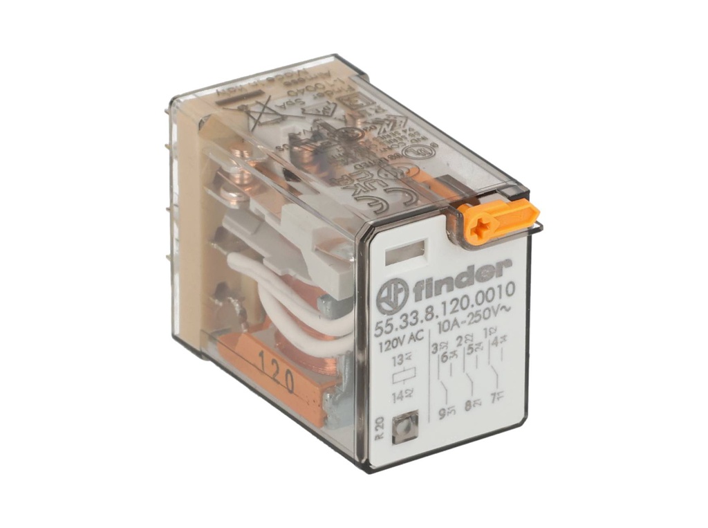 553381200010 — RELE 120VCA 3P2T 10AMP.