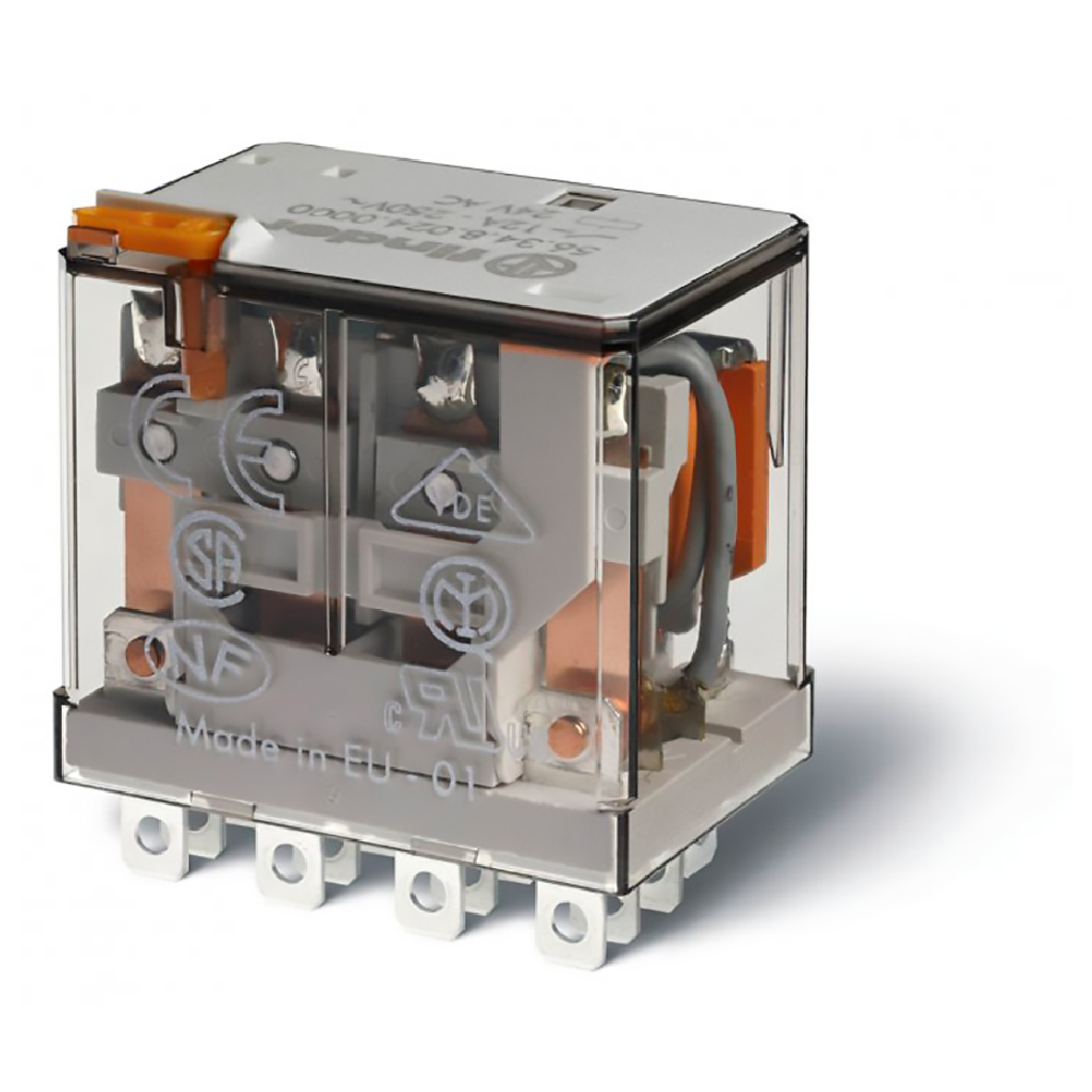 563490240000 — RELE FASTON 24VCD 4P2T 12AMP S/PULSADOR
