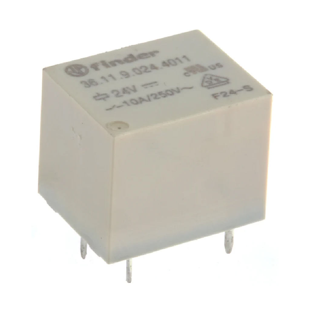 361190244011 — RELE P/CI 24VCD 1P2T 10AMP.